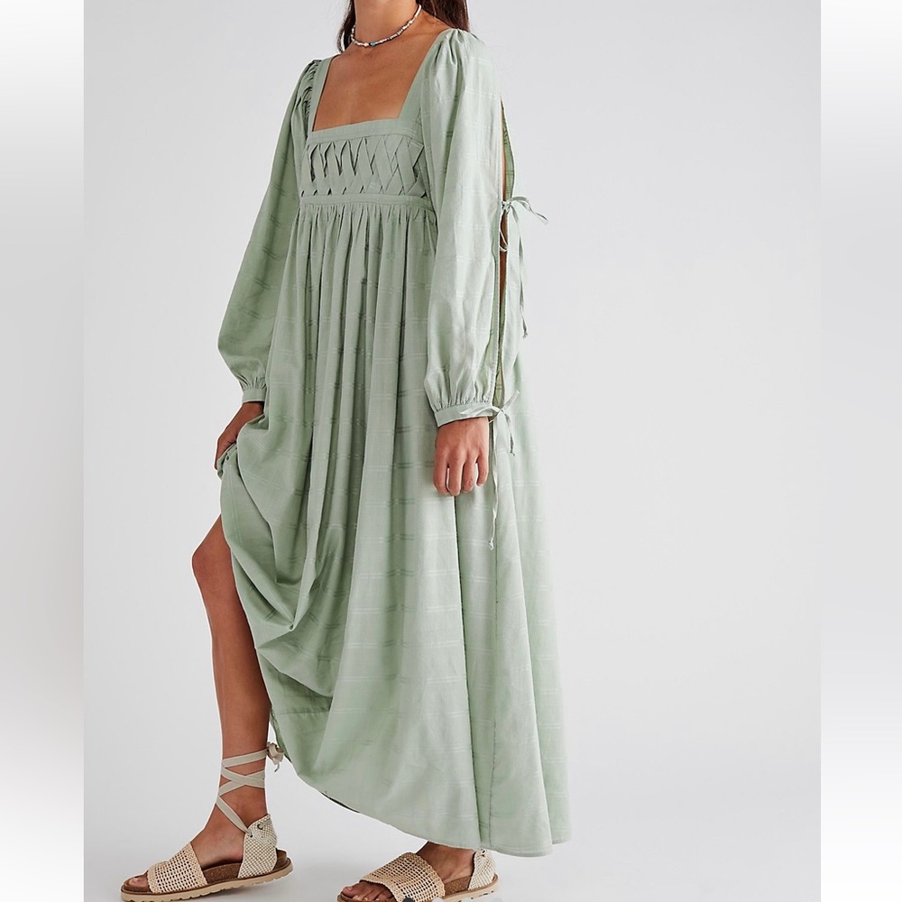 Free People “Everafter” dreamweaver maxi dress, mint